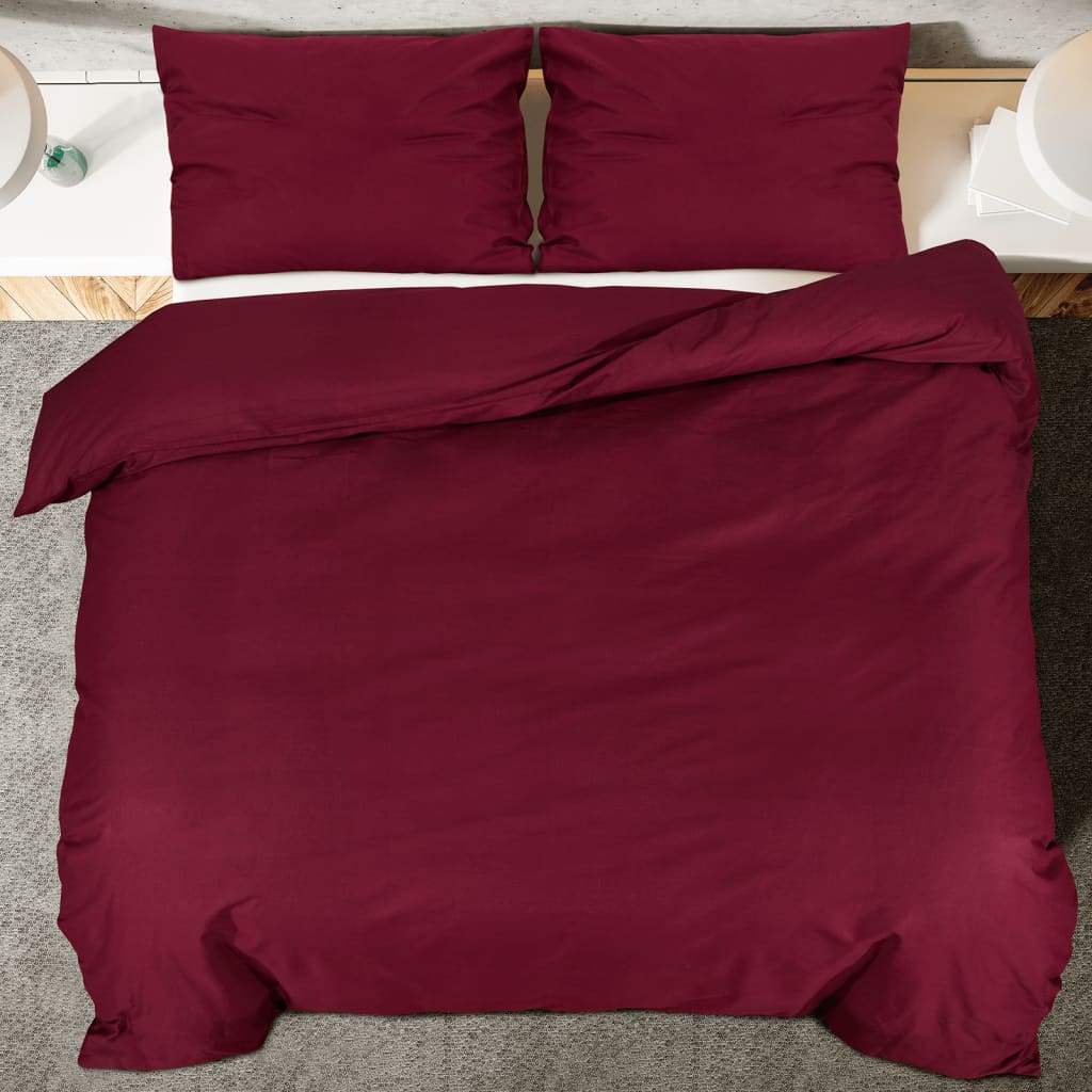 Bed Linen Set Bordeaux Red 140x200 cm Cotton