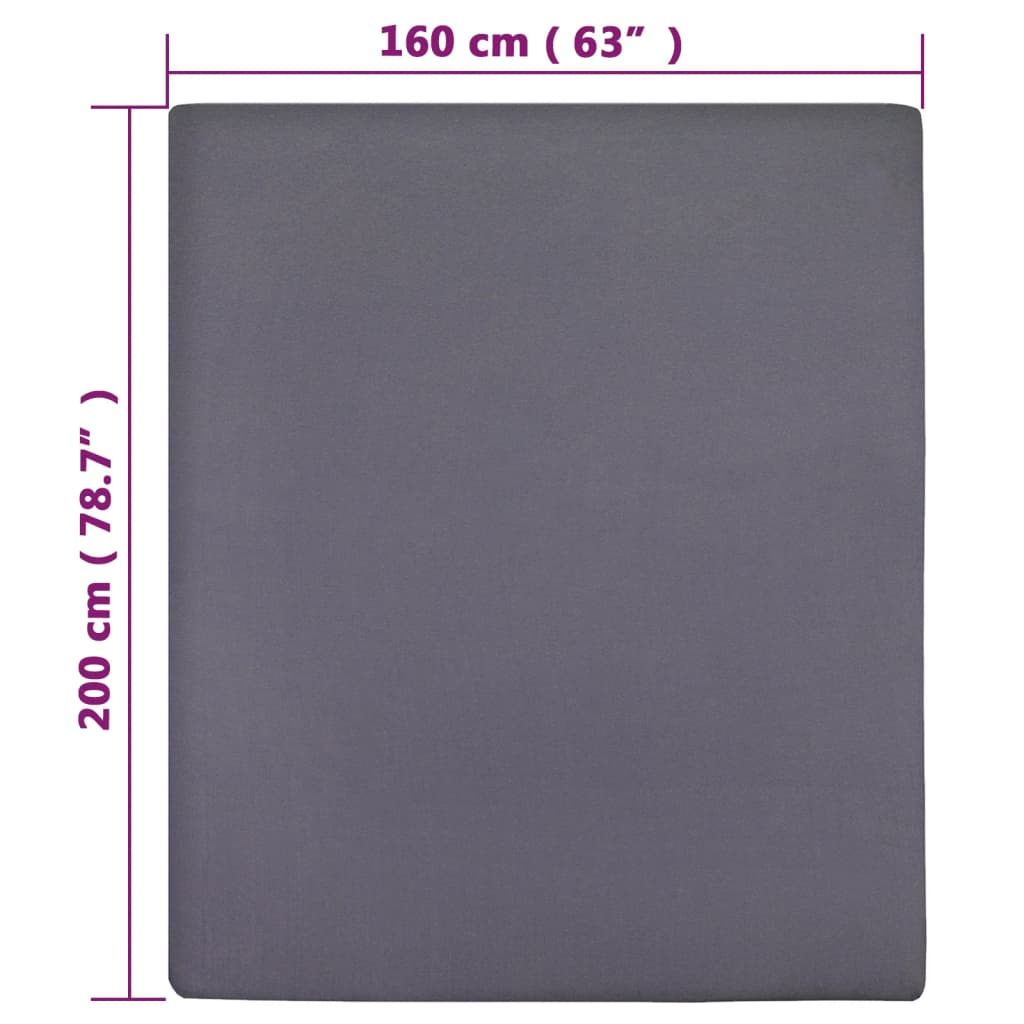 Fitted Sheet Jersey Anthracite 160x200 cm Cotton