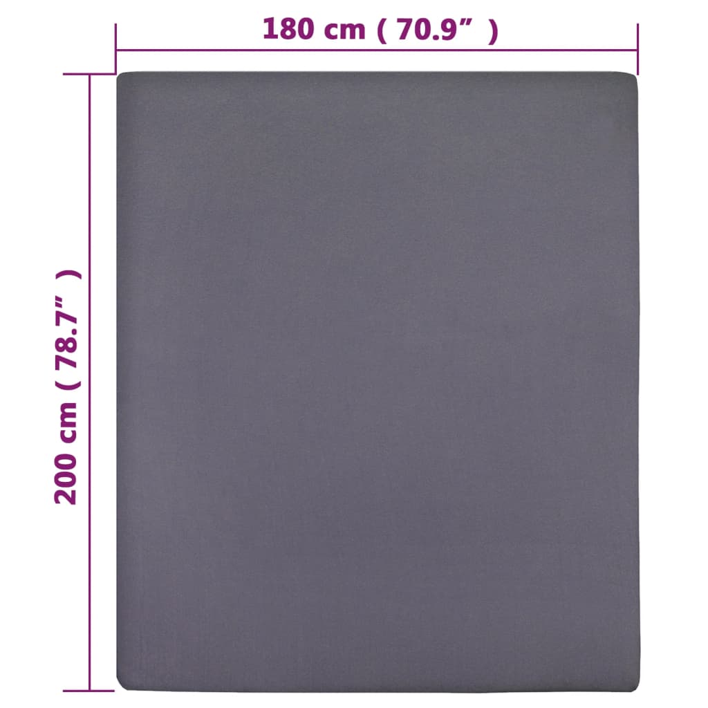 Fitted Sheet Jersey Anthracite 180x200 cm Cotton