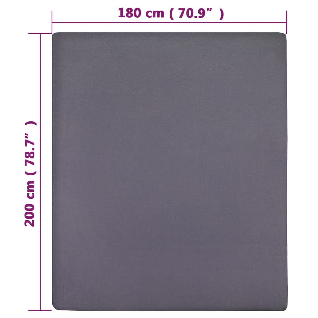 Draps-housses 2 pièces jersey anthracite 180x200 cm coton