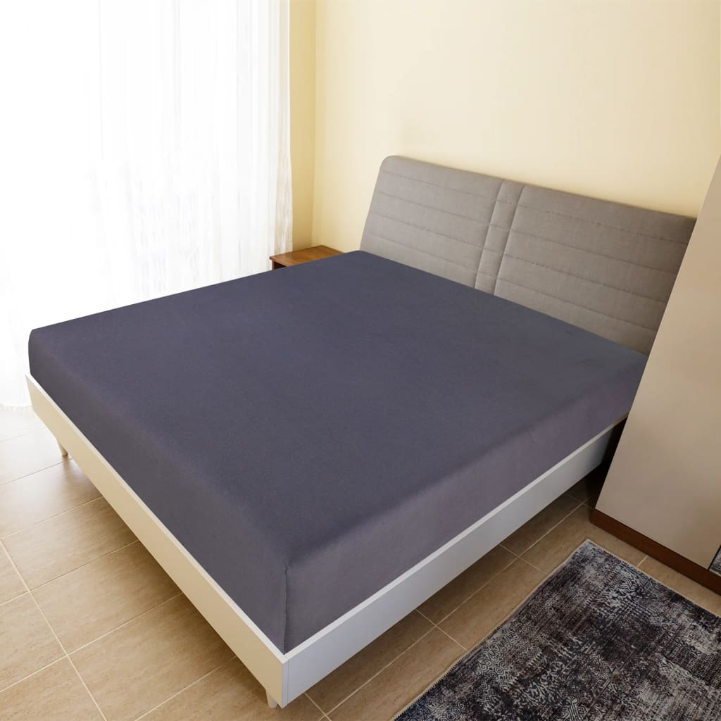 Draps-housses 2 pièces jersey anthracite 180x200 cm coton