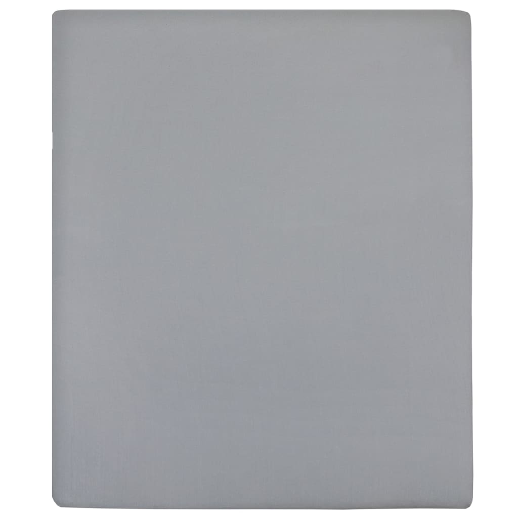 Draps-housses 2 p. jersey gris 180x200 cm coton