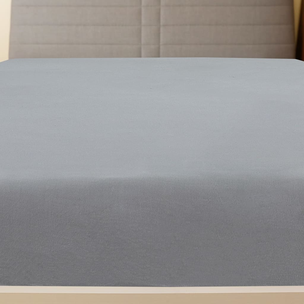 Draps-housses 2 p. jersey gris 180x200 cm coton