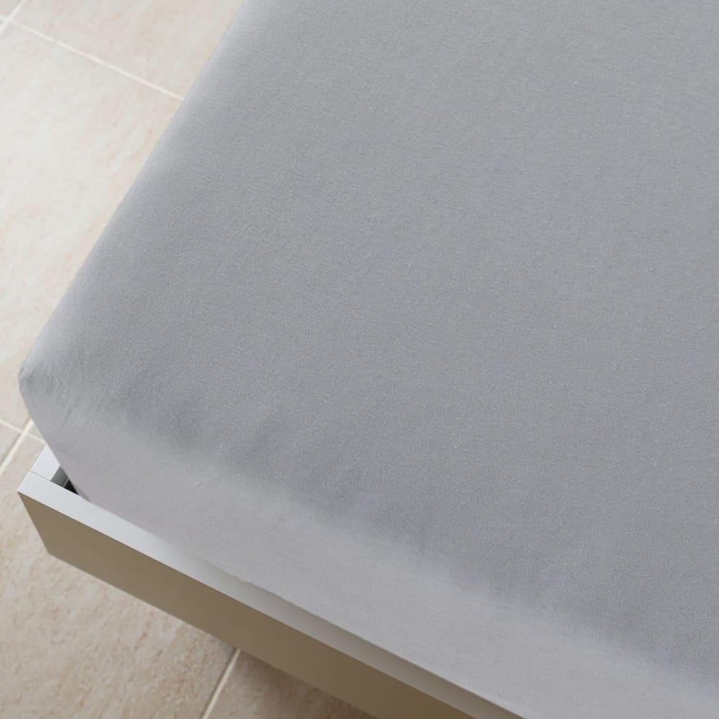 Draps-housses 2 p. jersey gris 180x200 cm coton