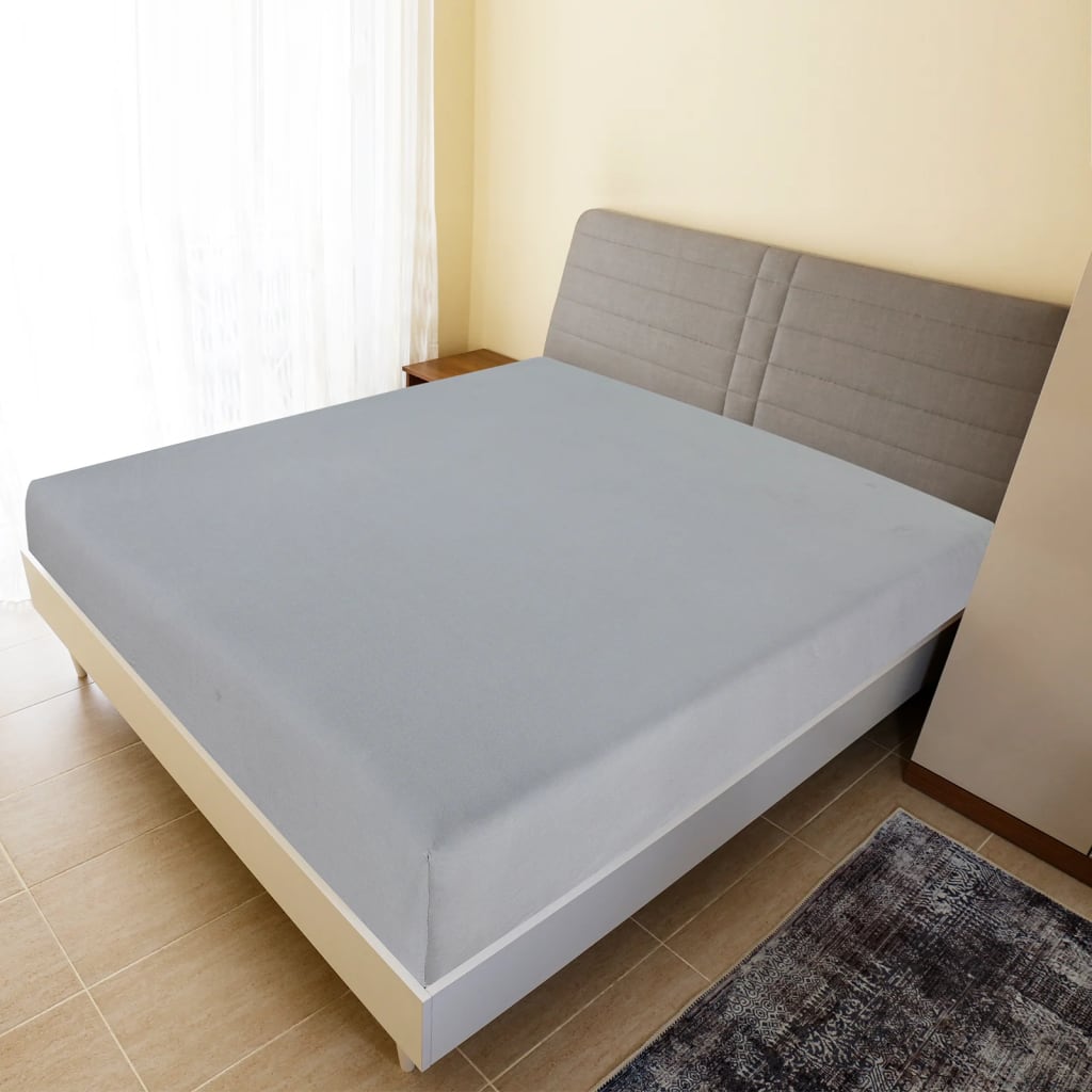 Draps-housses 2 p. jersey gris 180x200 cm coton