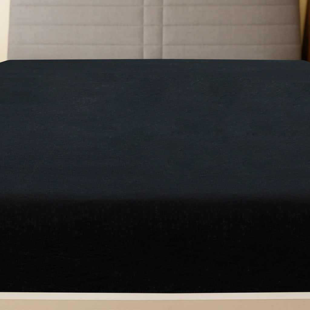 Fitted Sheet Jersey Black 100x200 cm Cotton
