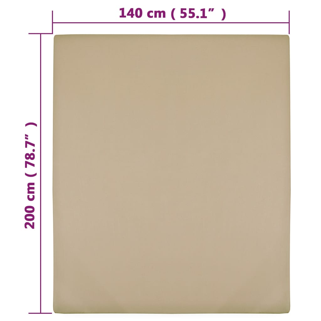 Fitted Sheet Jersey Taupe 140x200 cm Cotton