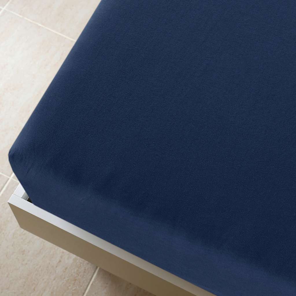 Fitted Sheets 2 pc. Jersey Navy Blue 100x200 cm Cotton