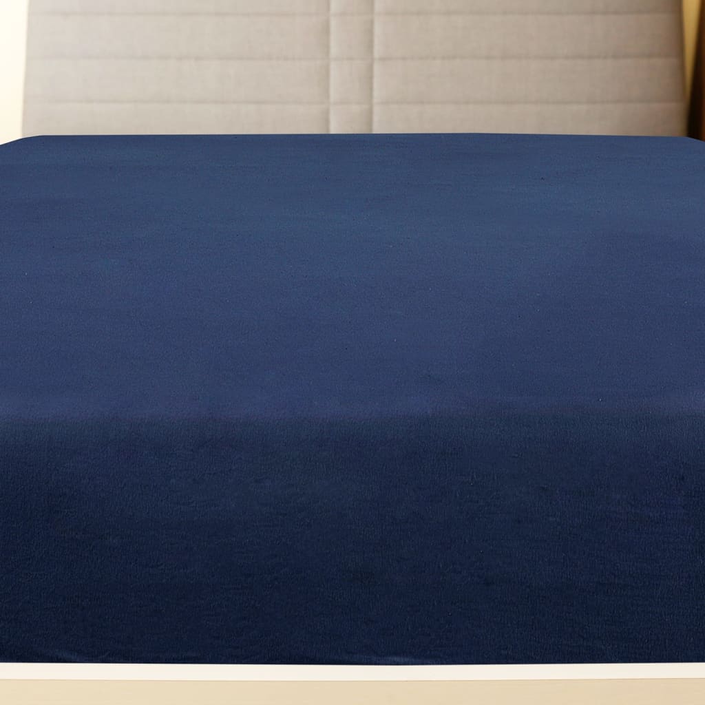 Fitted sheets 2 pcs. Jersey Navy Blue 180x200 cm Cotton