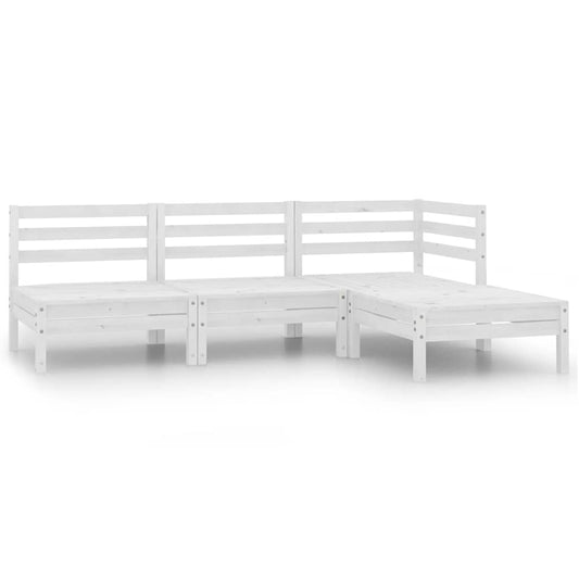 4-tlg. Garten-Lounge-Set Massivholz Kiefer Weiß