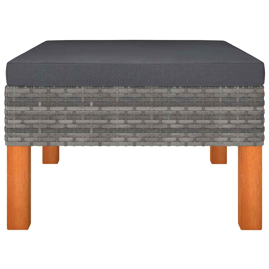 9-tlg. Garten-Lounge-Set Poly Rattan und Eukalyptusholz Grau