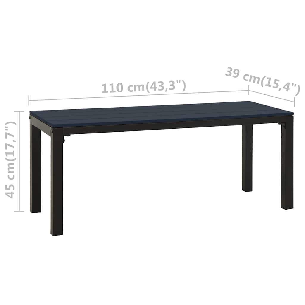 Gartenbank 110 cm Stahl und WPC Schwarz