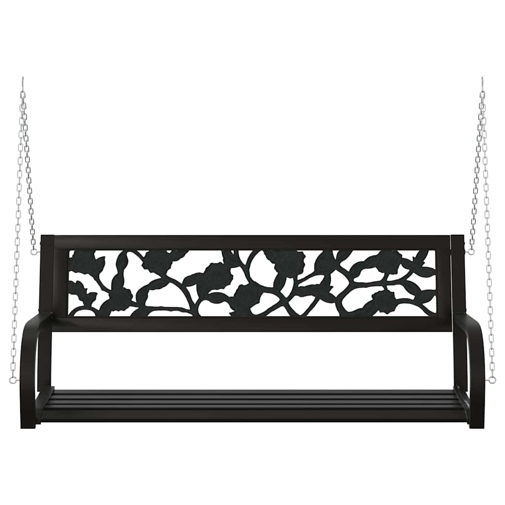 Hollywoodschaukel 125 cm Stahl und Kunststoff Schwarz