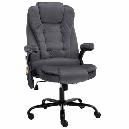 Fauteuil de bureau massant gris foncé velours