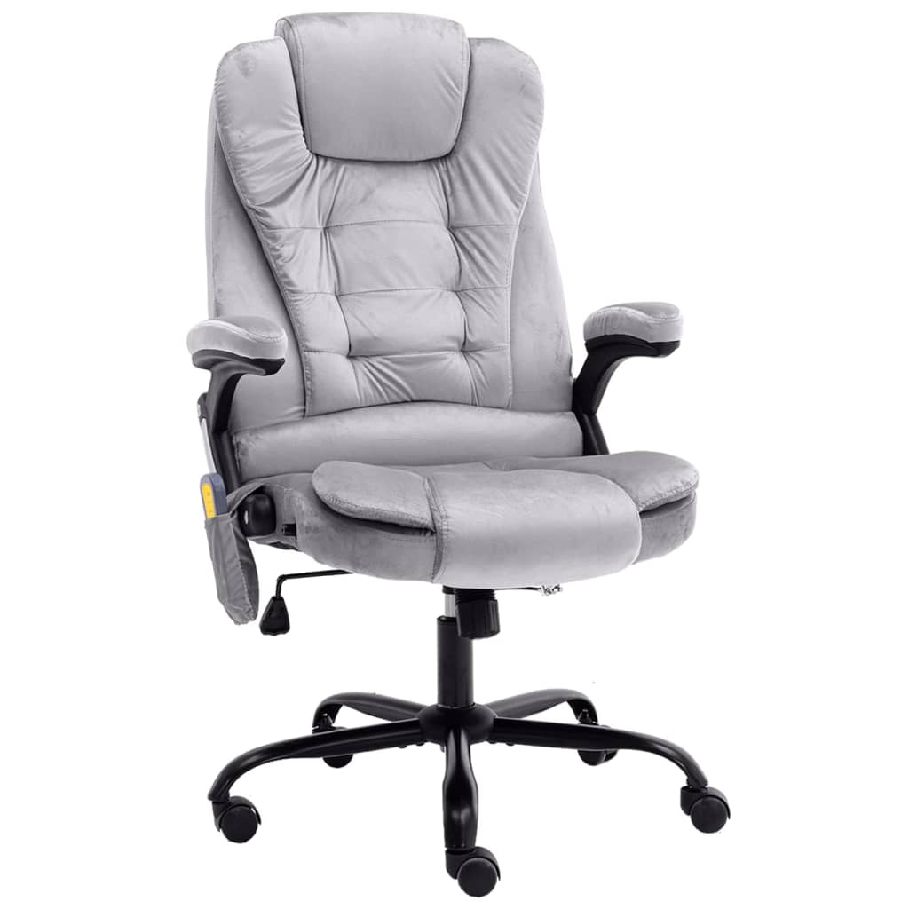 Massage Office Chair Light Grey Velvet