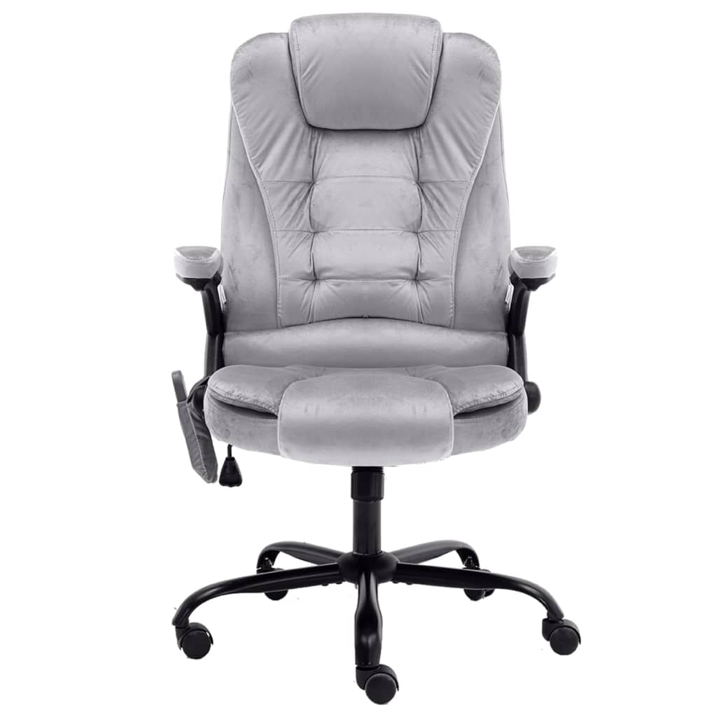 Massage Office Chair Light Grey Velvet