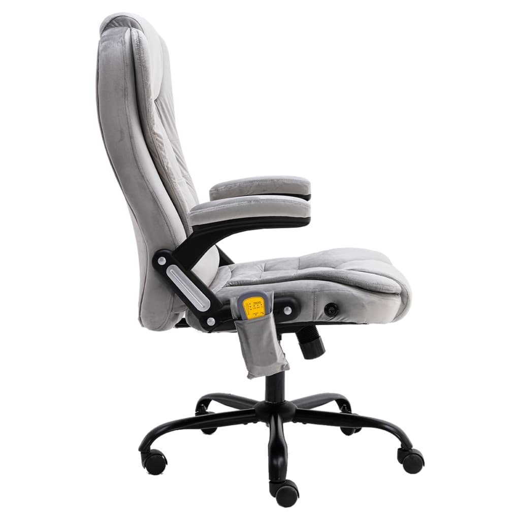 Massage Office Chair Light Grey Velvet