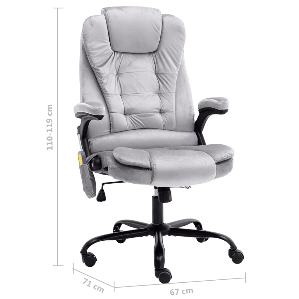 Massage Office Chair Light Grey Velvet