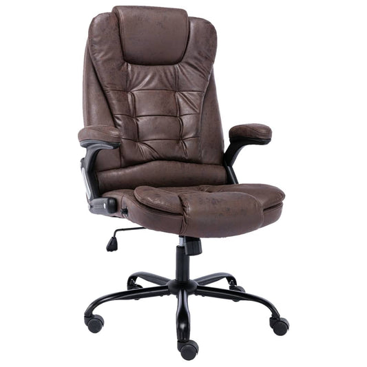 Chaise de bureau aspect daim marron foncé