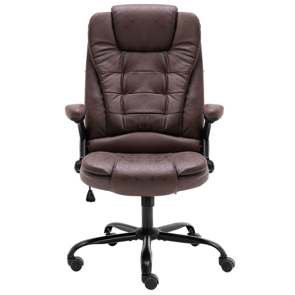 Chaise de bureau aspect daim marron foncé
