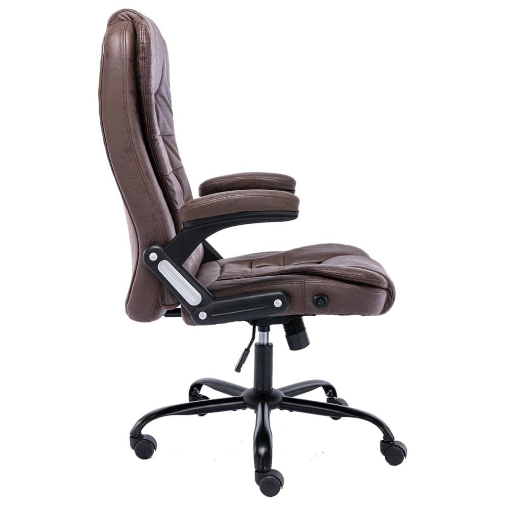 Chaise de bureau aspect daim marron foncé