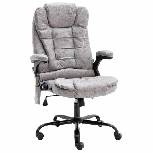 Chaise de bureau massante Gris clair Aspect daim