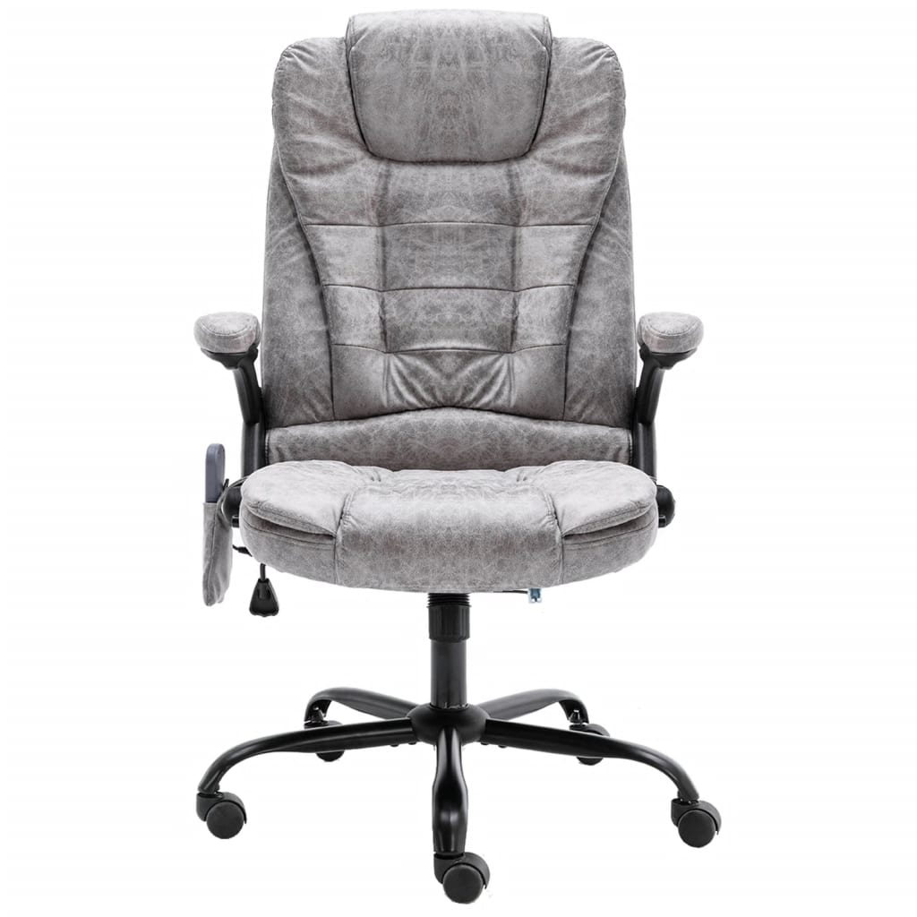 Office Chair with Massage Function Light Grey Suede Look