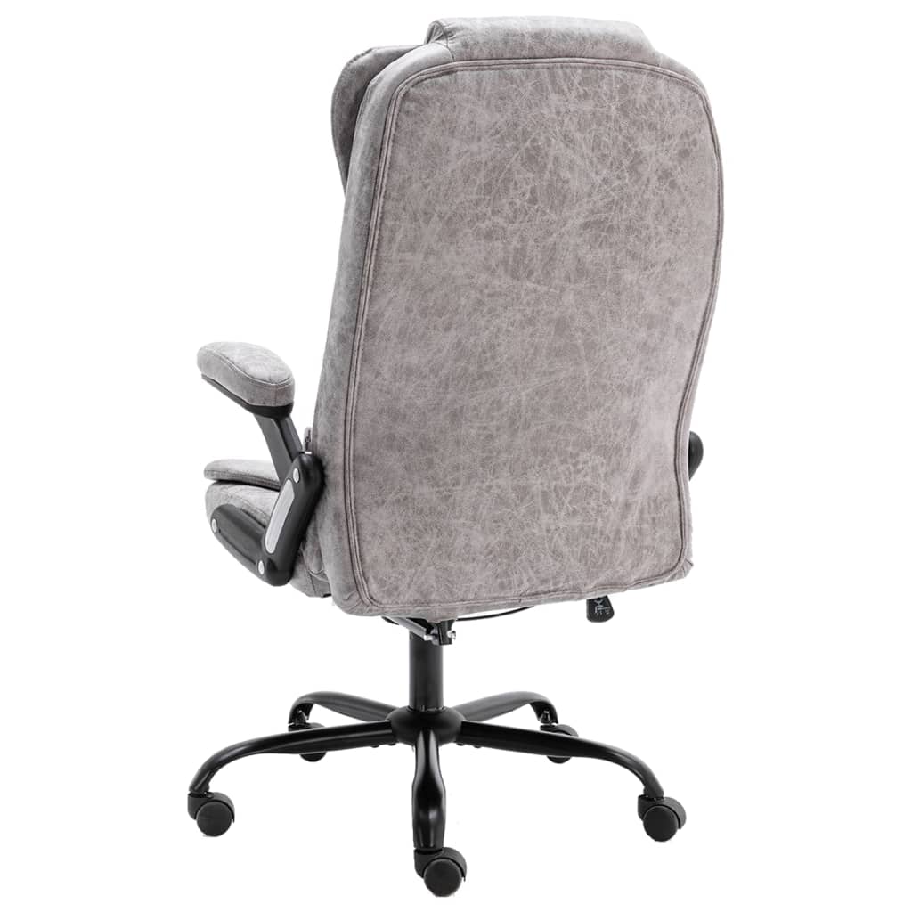 Office Chair with Massage Function Light Grey Suede Look