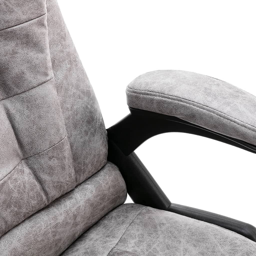 Office Chair with Massage Function Light Grey Suede Look