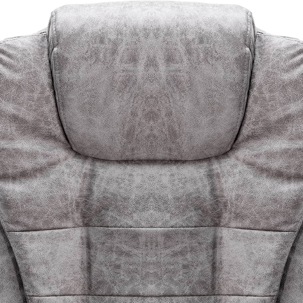Office Chair with Massage Function Light Grey Suede Look