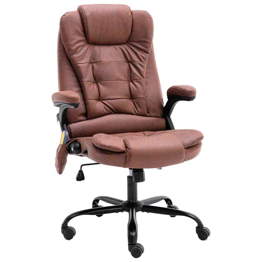 Chaise de bureau massante aspect daim marron clair