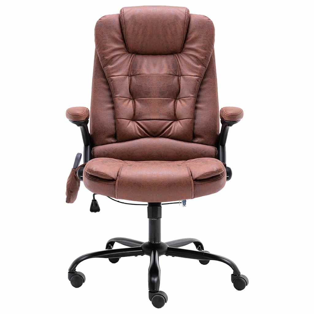 Chaise de bureau massante aspect daim marron clair