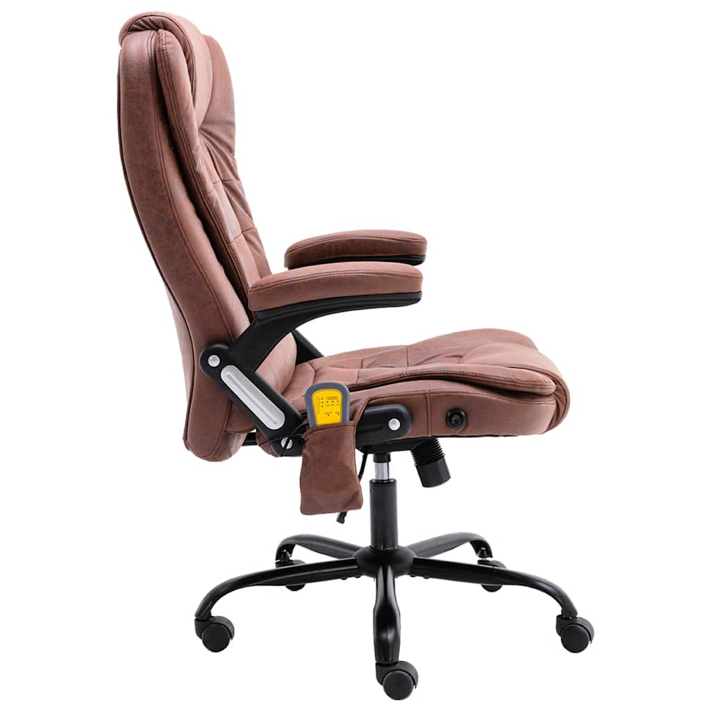 Chaise de bureau massante aspect daim marron clair