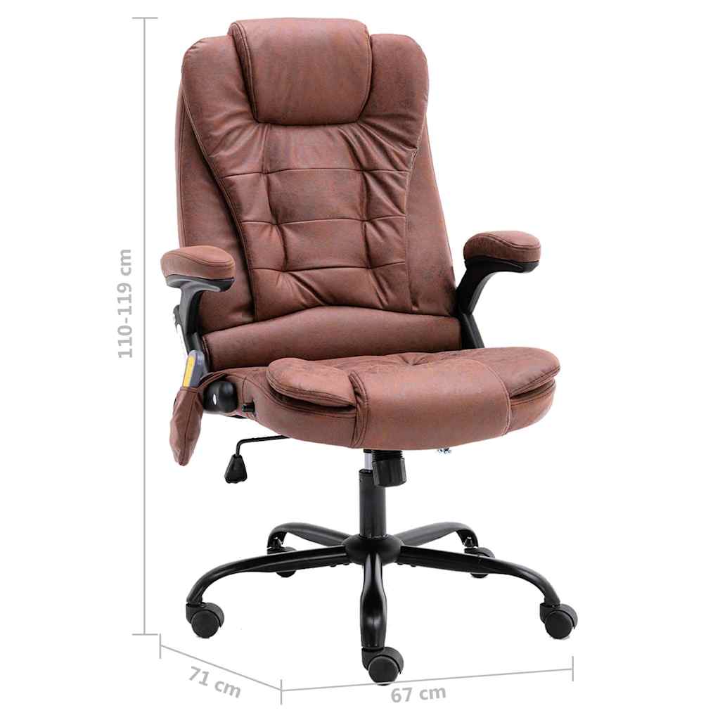Chaise de bureau massante aspect daim marron clair