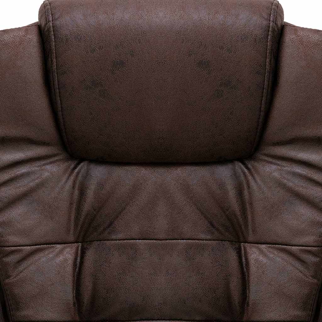 Office Chair with Massage Function Dark Brown Suede Look
