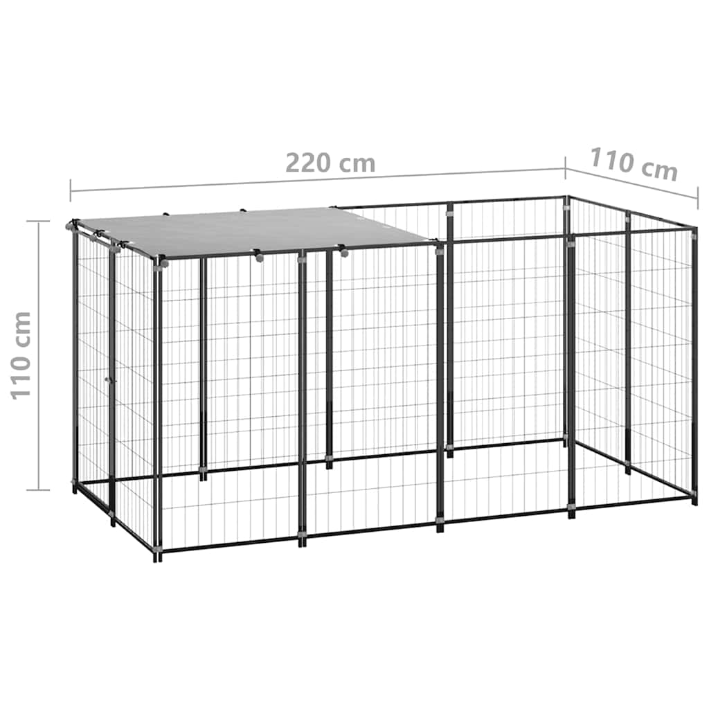Hundezwinger Schwarz 2,42 m² Stahl
