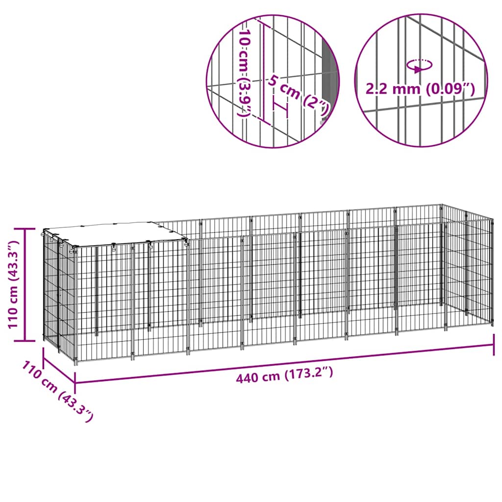 Hundezwinger Schwarz 4,84 m² Stahl
