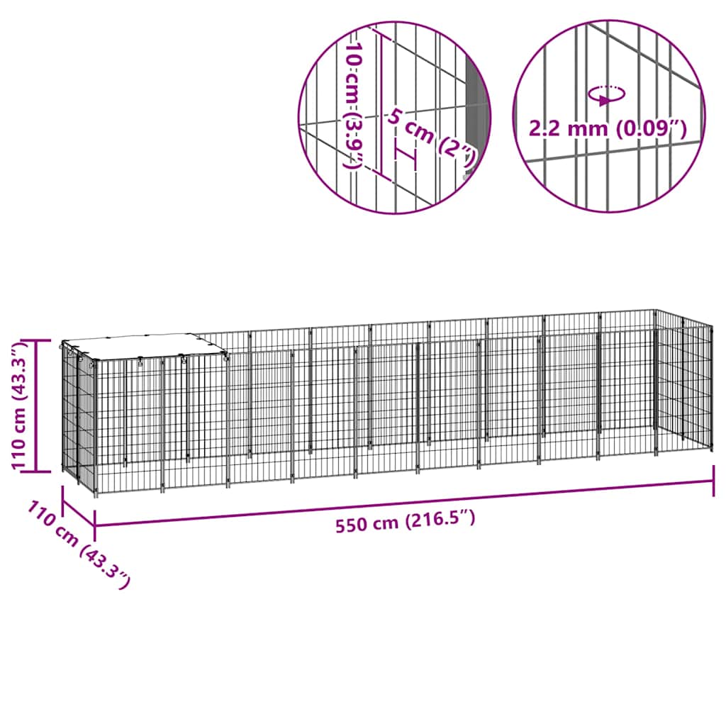 Hundezwinger Schwarz 6,05 m² Stahl