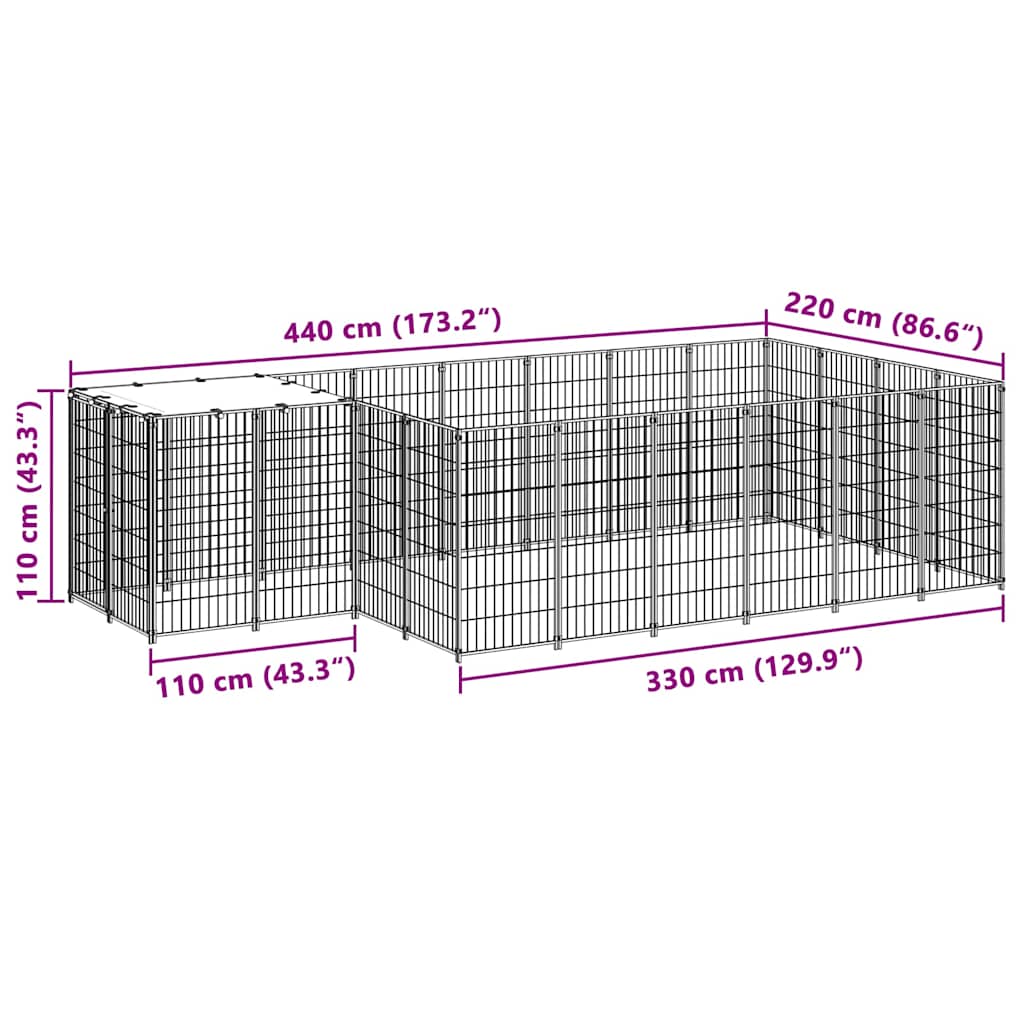 Hundezwinger Schwarz 8,47 m² Stahl