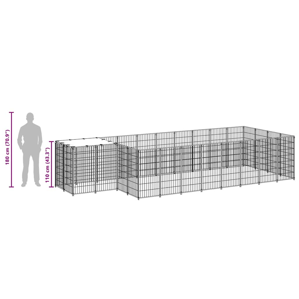 Hundezwinger Schwarz 10,89 m² Stahl