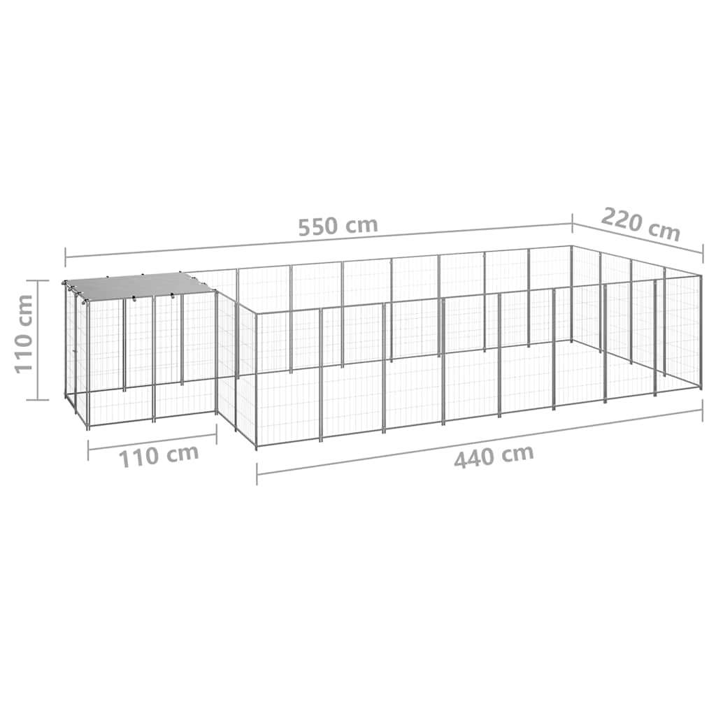 Hundezwinger Silbern 10,89 m² Stahl