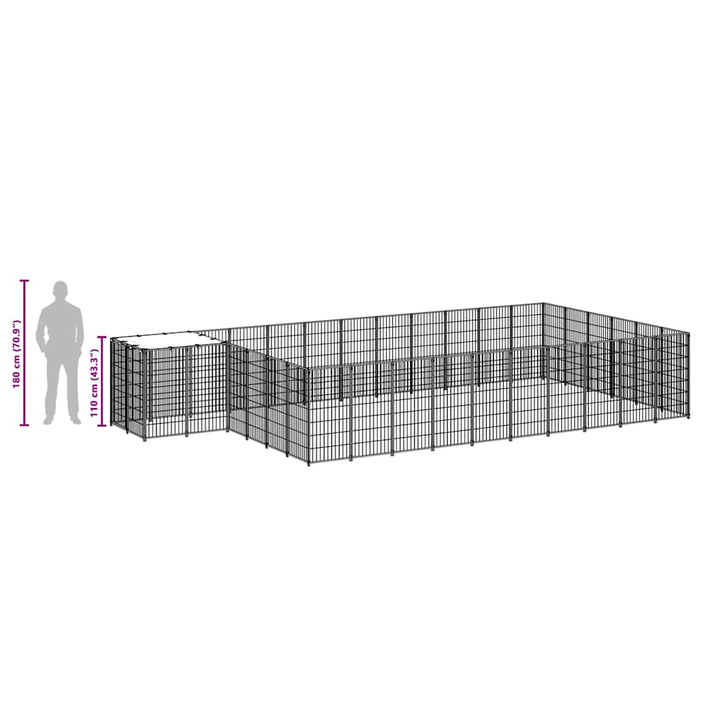 Hundezwinger Schwarz 19,36 m² Stahl