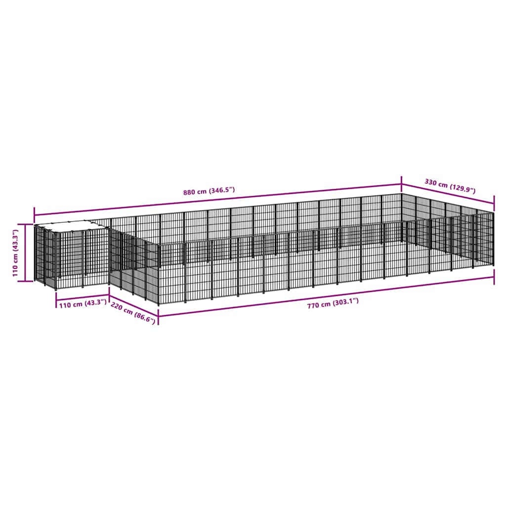 Hundezwinger Schwarz 26,62 m² Stahl