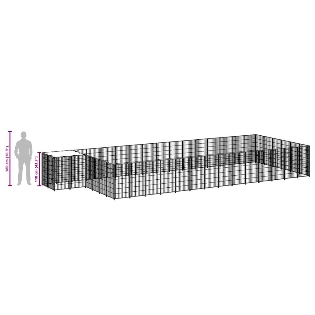 Hundezwinger Schwarz 26,62 m² Stahl