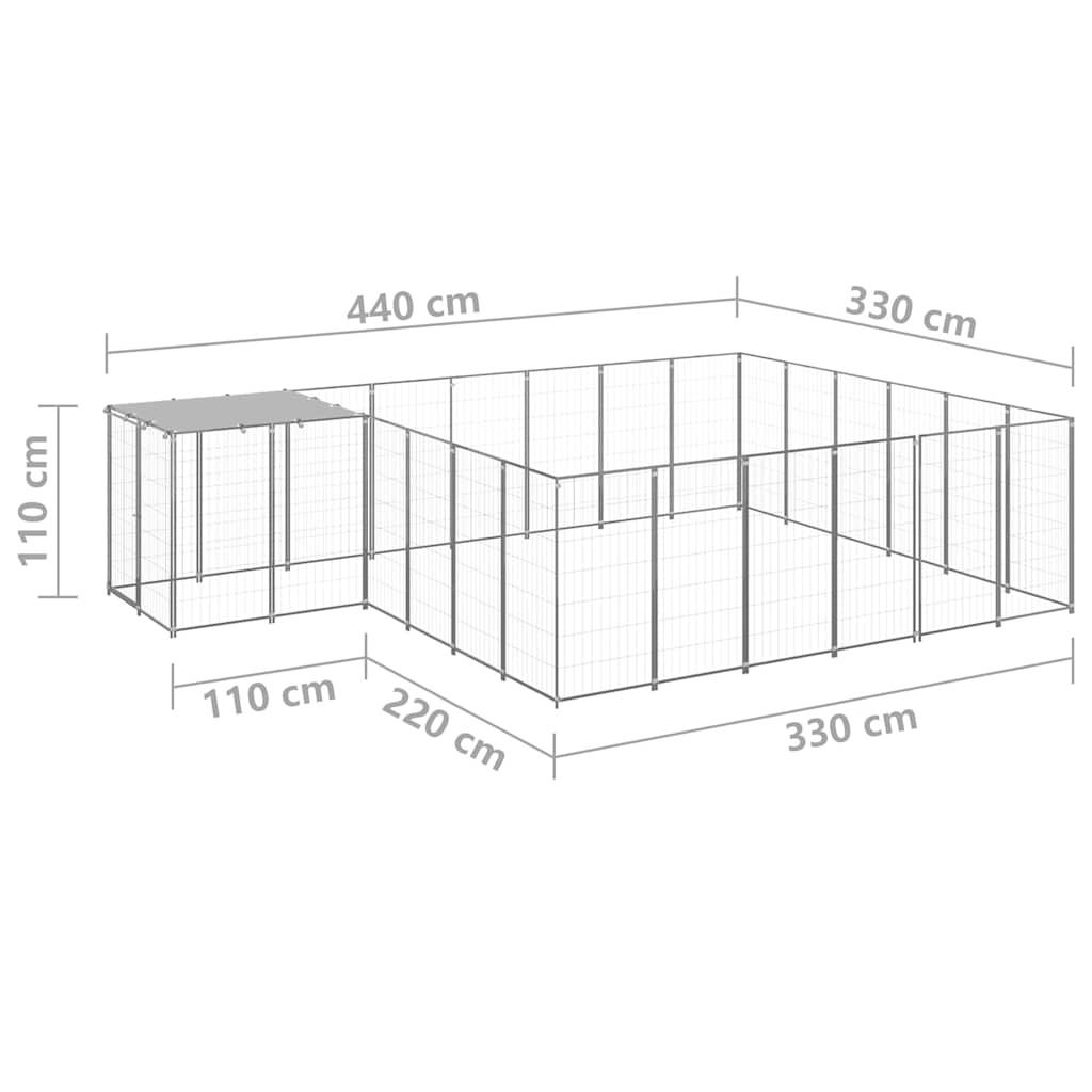 Hundezwinger Silbern 12,1 m² Stahl