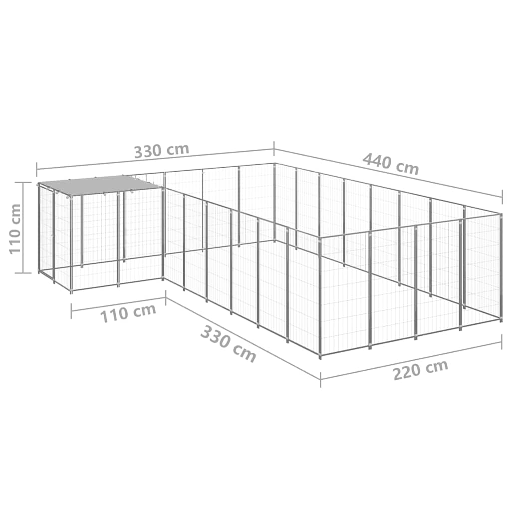 Hundezwinger Silbern 10,89 m² Stahl