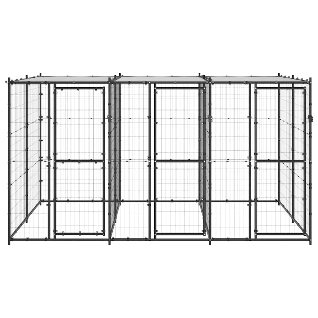 Outdoor-Hundezwinger Stahl mit Überdachung 7,26 m²