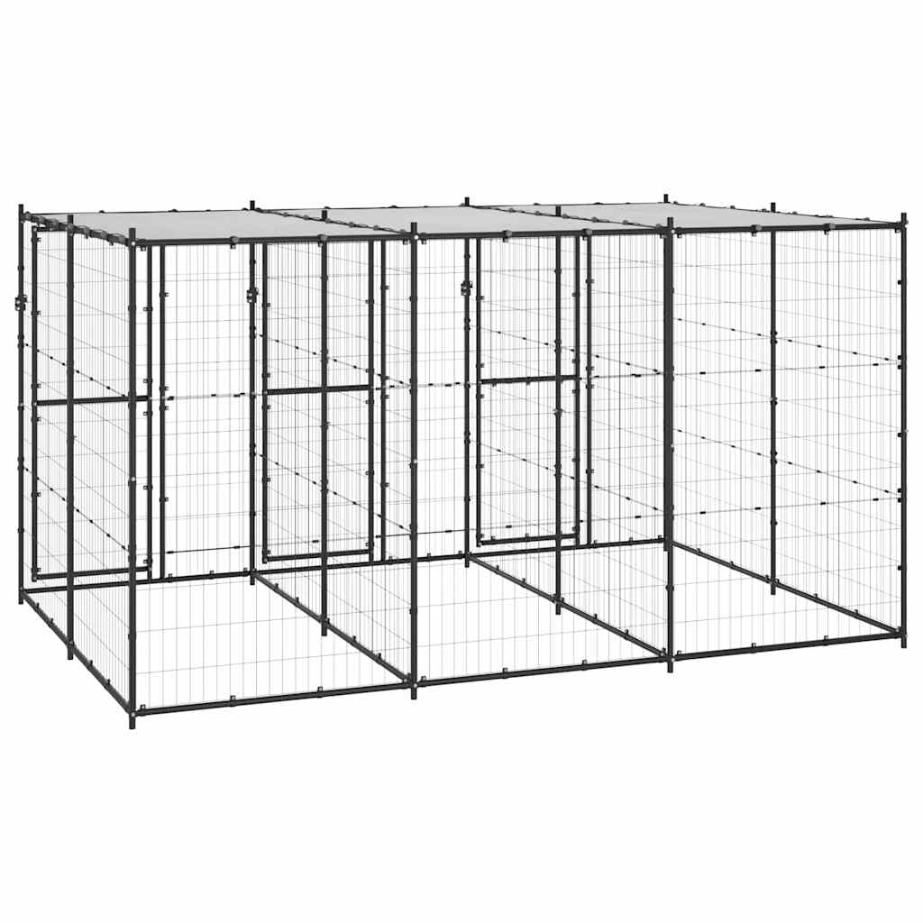 Outdoor-Hundezwinger Stahl mit Überdachung 7,26 m²
