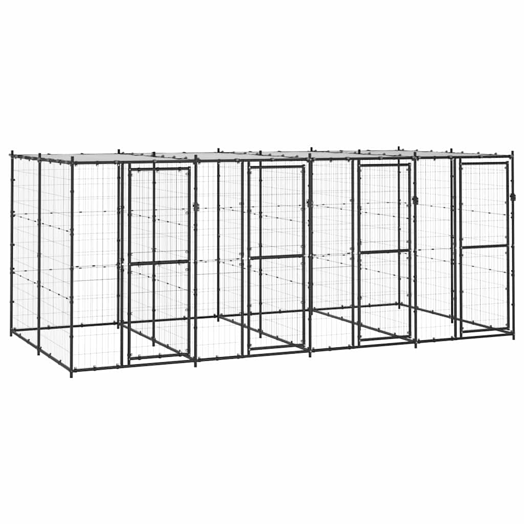 Outdoor-Hundezwinger Stahl mit Überdachung 9,68 m²