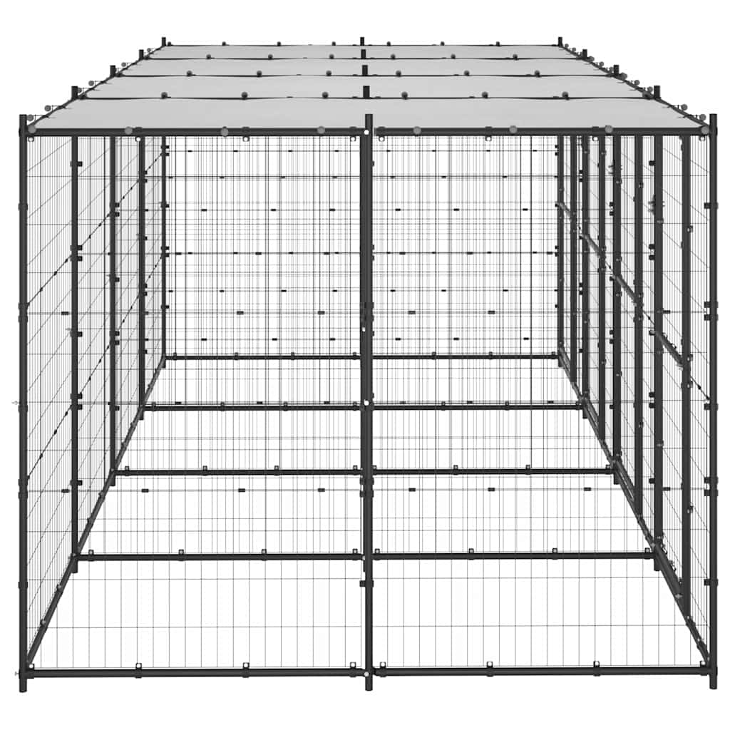 Outdoor-Hundezwinger Stahl mit Überdachung 9,68 m²
